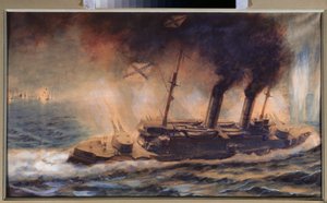 Slaget ved Riga-bugten i august 1915 - Værk af Mikhail Mikhailovich Semyonov (1899-?), akvarel på papir af Mikhail Mikhailovich Semyonov