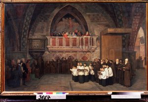 ""Vespers i kirken St. Frans af Assisi, Italien"" Maleri af Mikhail Petrovich Botkin (1839-1914) 1871 Statens Tretyakov Gallery, Moskva af Mikhail Petrovich Botkin