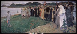 I Rusland, den folkelige sjæl (I Rusland, Folkesjælen). Maleri af Mikhail Vasilyevich Nesterov (1862-1942), olie på lærred af Mikhail Vasilievich Nesterov