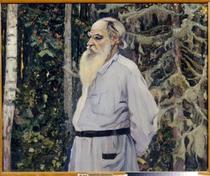 Portræt af forfatteren Leon N. Tolstoy (1828-1910) (Portræt af forfatteren Leo N. Tolstoy). Maleri af Mikhail Vasilyevich Nesterov (1862-1942), olie på lærred af Mikhail Vasilievich Nesterov