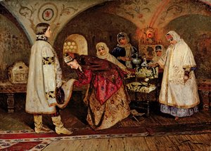 Tsar Alexei Mikhailovich (1629-76) Møder sin brud, Maria Miloslavasky, 1887 af Mikhail Vasilievich Nesterov