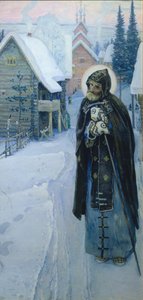 Sankt Sergius arbejder Triptykon, højre del, 1896 af Mikhail Vasilievich Nesterov