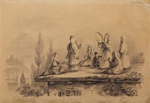 Georgiske kvinder på taget Lezghinka, 1837 af Mikhail Yuryevich Lermontov