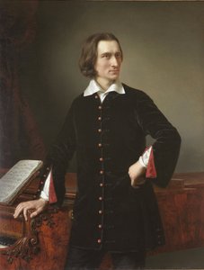 Portræt af Franz Liszt (1811-1886), ungarsk komponist og pianist - Portræt af Franz Liszt - Maleri af Miklos Barabas (1810-1898) 1847 Ungarns Nationalmuseum, Budapest