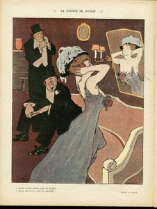 Illustration af Miklos Vadasz (1884-1927) i Le Rire, 07/03/08 - Lejekontrakten - Prostitution, intern arkitektur