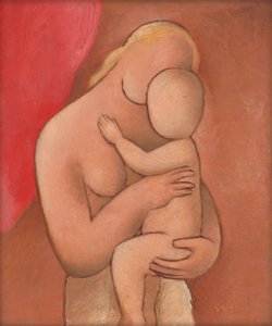 Mor og baby, ca. 1934 (olie på krydsfiner) af Mikulas Galanda