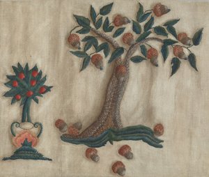 Broderet Sengeophæng af Mildred E. Bent