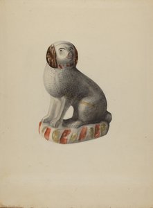Pa. Tysk Hundefigur, ca. 1937. af Mina Lowry