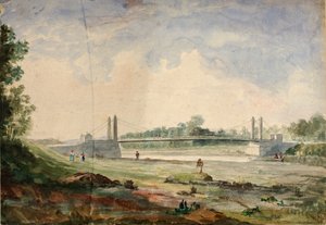 Hængebro over Arno, nær Cascine, Forence af Miner Kilbourne Kellogg