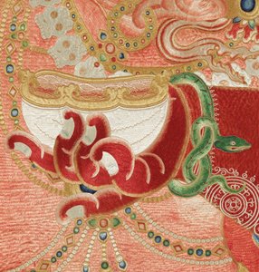 Detalje af kejserlig broderet silke-thangka af Ming Dynasty Chinese School