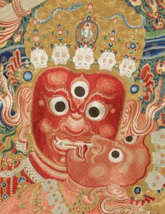 Detalje af kejserlig broderet silke-thangka af Ming Dynasty Chinese School