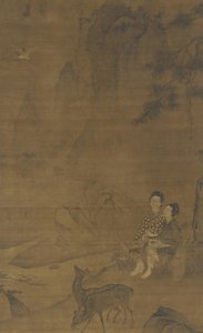 Kvindelige udødelige samler urter af Ming Dynasty Chinese School