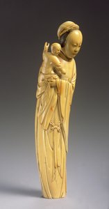 Figur af Guanyin, der holder et barn (udskåret elfenben) (se også 272122)