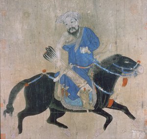 Mongolsk bueskytte til hest, fra segl fra kejser Ch