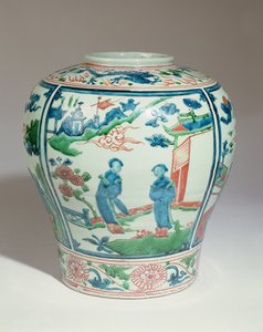 Swatow polykrom ægformet krukke, slutningen af 1500-tallet (keramik)