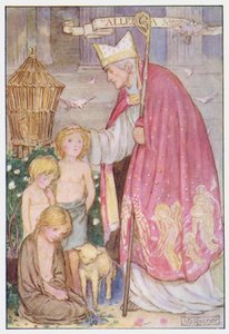 Saint Gregory (farve litho) af Minnie Didbin Spooner