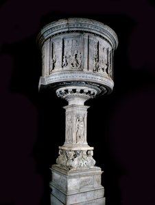 Renæssancekunst: Stol af Pasquino di Matteo (1425-1485), skulptureret af Mino da Fiesole (1429-1484) og Antonio Rossellino (1427-1479) (prædikestol i hvid marmor (1469-1473) med relieffer af Antonio Rossellino og Mino da Fiesole)
