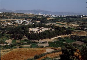 Minoisk kunst: udsigt over hele kong Minos palads i Cnossos (Knossos). 1600-1400 f.Kr. Kreta af Minoan
