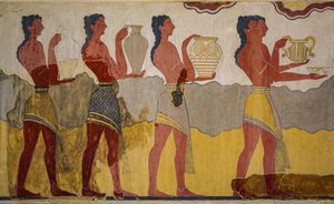 Rekonstruktion af processionsfresken af Minoan