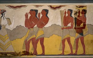 Rekonstruktion af processionsfresken af Minoan
