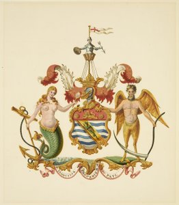 Arms of the Society of Merchant Venturers, ca. 1830 (blyant og akvarel på papir) af Miss (attr.to) Braikenridge