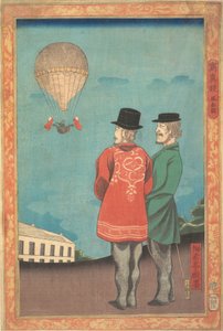 Billede af en ballon, 1860. af Miyagi Gengyo