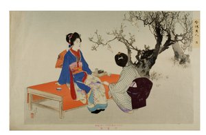 Looking at Plum Blossoms. Fra serien Modern Beauties, ca. 1897-1899 (træsnit på papir)