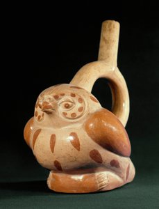 Før colombiansk kunst, Mochica-kultur (grim): terracottavase i form af en ugle. 100 f.Kr.-800 e.Kr. Lima, Nationalmuseet for antropologi og arkæologi, Peru