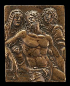 Kristus i graven, støttet af Jomfruen, Sankt Johannes og en engel, 15081513. af Moderno