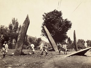 Opbygning af et imperium i den fascistiske tidsalder: stedet, hvor Obelisken i Axum engang stod, nu overført til Rom, 09/05/1936 (s/h foto) af Modestino Baldinetti
