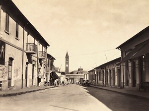 Building an Empire i den fascistiske tidsalder: gade i Asmara, 09/05/1936 (s/h-billede) af Modestino Baldinetti