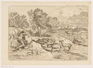 Landskab med tre hyrder hvilende med en flok Landskaber efter Titian (serietitel)