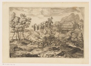 Landskab med hyrder med en flok ved en ruin Landskaber efter Titian (serietitel)