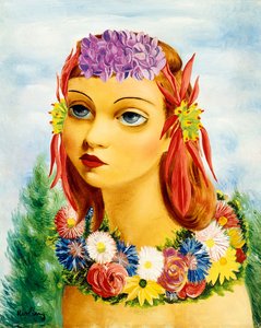 Kvinde med blomster af Moise Kisling