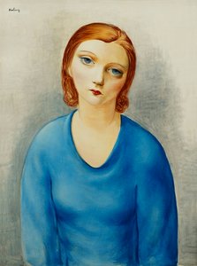 Ung kvinde i blå bluse; Jeune Femme au Corsage Bleu, ca. 1925 (olie på lærred) af Moise Kisling