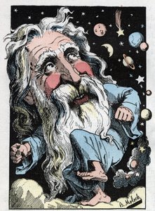 Allegory of God i "The Trombinoscope"" af Touchatout, tegneserie af B. Moloch fra 1882 (1849-1909). Privat samling.