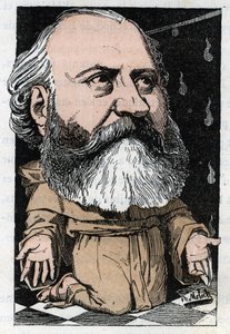 Portræt af Charles Gounod (1818-1893), fransk komponist i "Le Trombinoscope"" af Touchatout, karikatur af B. Moloch fra 1882 (1849-1909). Privat samling. af Moloch
