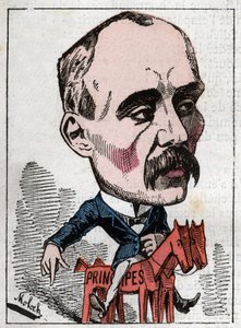 Portræt af Georges Clemenceau (1841-1929) politiker i "Le Trombinoscope"" af Touchatout, karikatur af B. Moloch fra 1882 (1849-1909). Privat samling. af Moloch