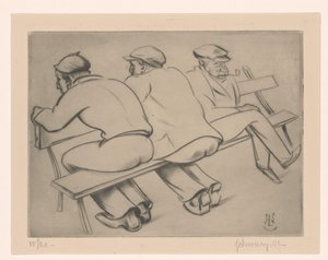 Tre mænd på en sofa af Mommie Schwarz (signed by artist)