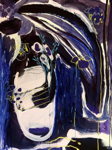 Indigo-blomsterabstraktion af Monika Riethmueller