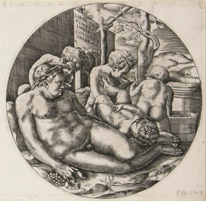 Bacchus og Putti af Monogrammist B