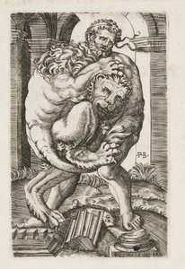 Hercules og Nemean Lion af Monogrammist B