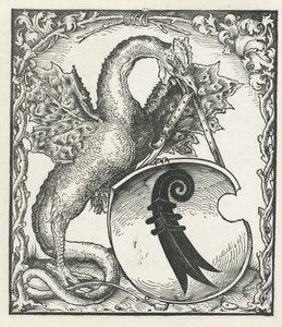 Drage med Basels våbenskjold af Monogrammist DS (graveur) (attributed to)