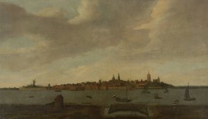 Udsigt over Heusden af Monogrammist FK (Noordelijke Nederlanden)