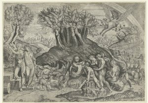 Mount Parnassus dedikeret til Apollo og muser af Monogrammist HFE