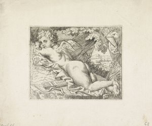 Liggende Amor af Monogrammist JD (Nederland)