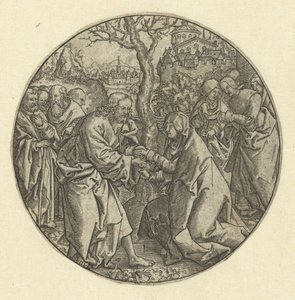 Kristus siger farvel til Maria af Monogrammist L (graveur, Nederland)
