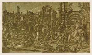 Massakren på de uskyldige efter Raphael, 1544. af Monogrammist NDB