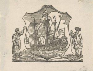 Vignette med et VOC-skib af Monogrammist P