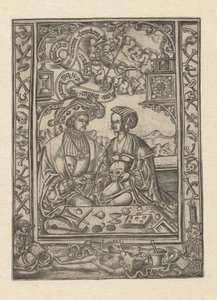 Vanitas Herre og kvinde med kranium af Monogrammist XXX met L (attributed to)